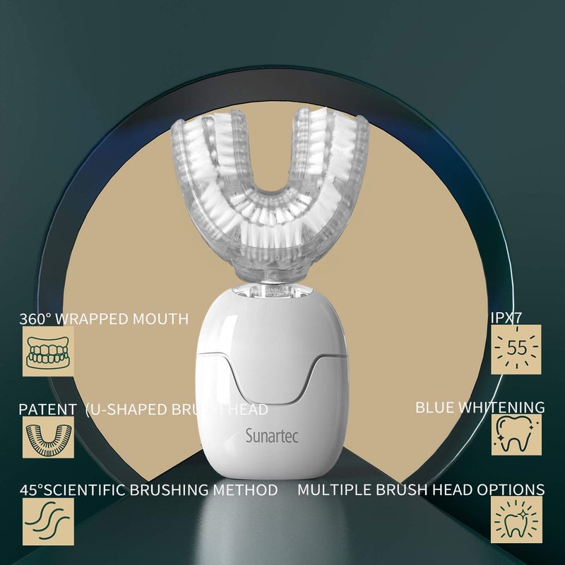 Sunartec 360° U-Shaped Toothbrush for Adults, Suitable for People with Limited Mobility Original Newupgrade Automatic Electric Toothbrushes, Multiple Brush Heads Options,IPX7 Waterproof - Image 2